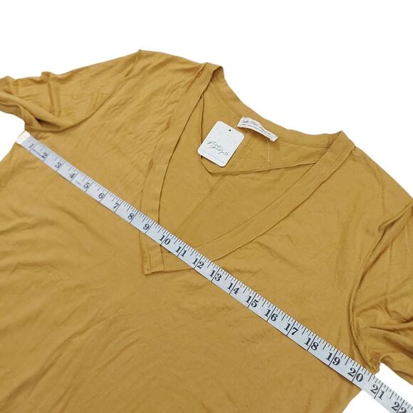 Free People We The Free Moon Dance Top Womens Large Gold Long Sleeve V-Neck - Picture 9 of 12